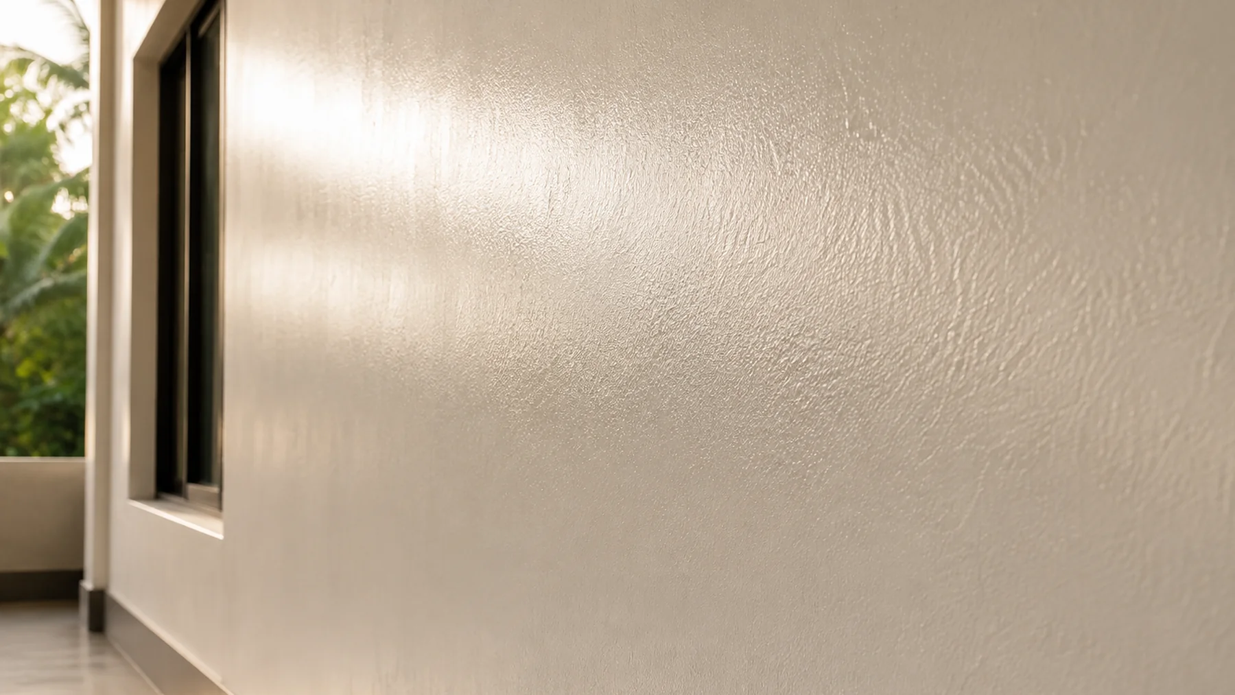 Raking light along a finished Extra Life wall showing its semi-gloss sheen