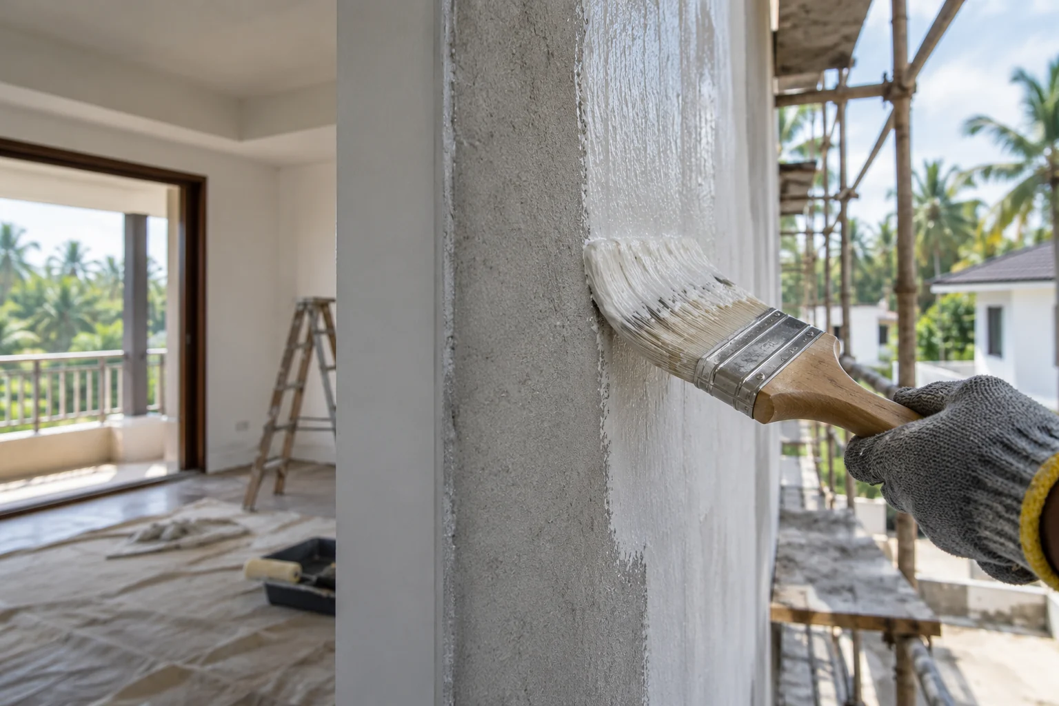 Interior and exterior — the same primer used indoors and out
