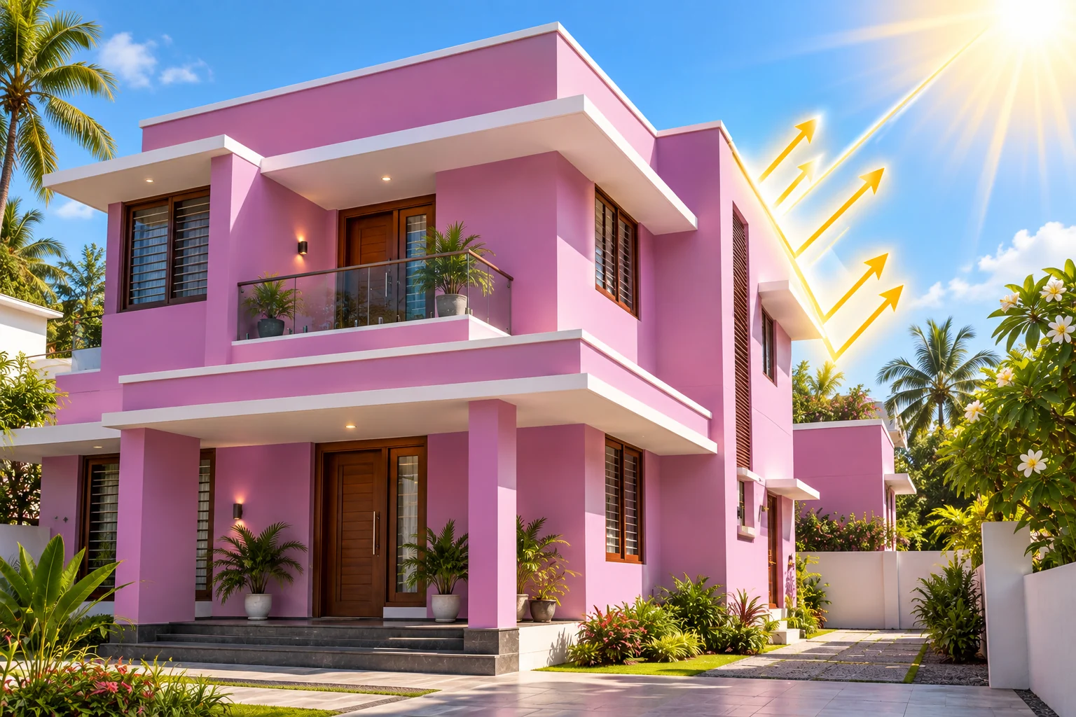Durable finish &mdash; a finished exterior holding its colour under hard sun