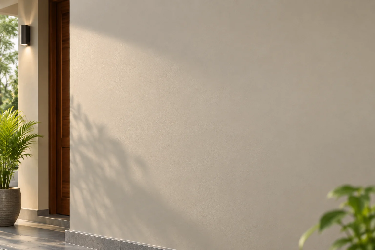 Smooth matt finish &mdash; an even interior wall in soft daylight