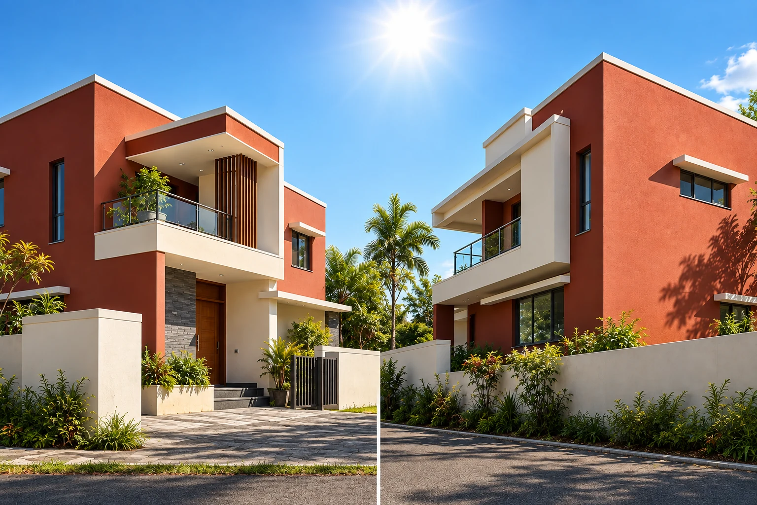 Two Majestic elevations holding colour in hard sun