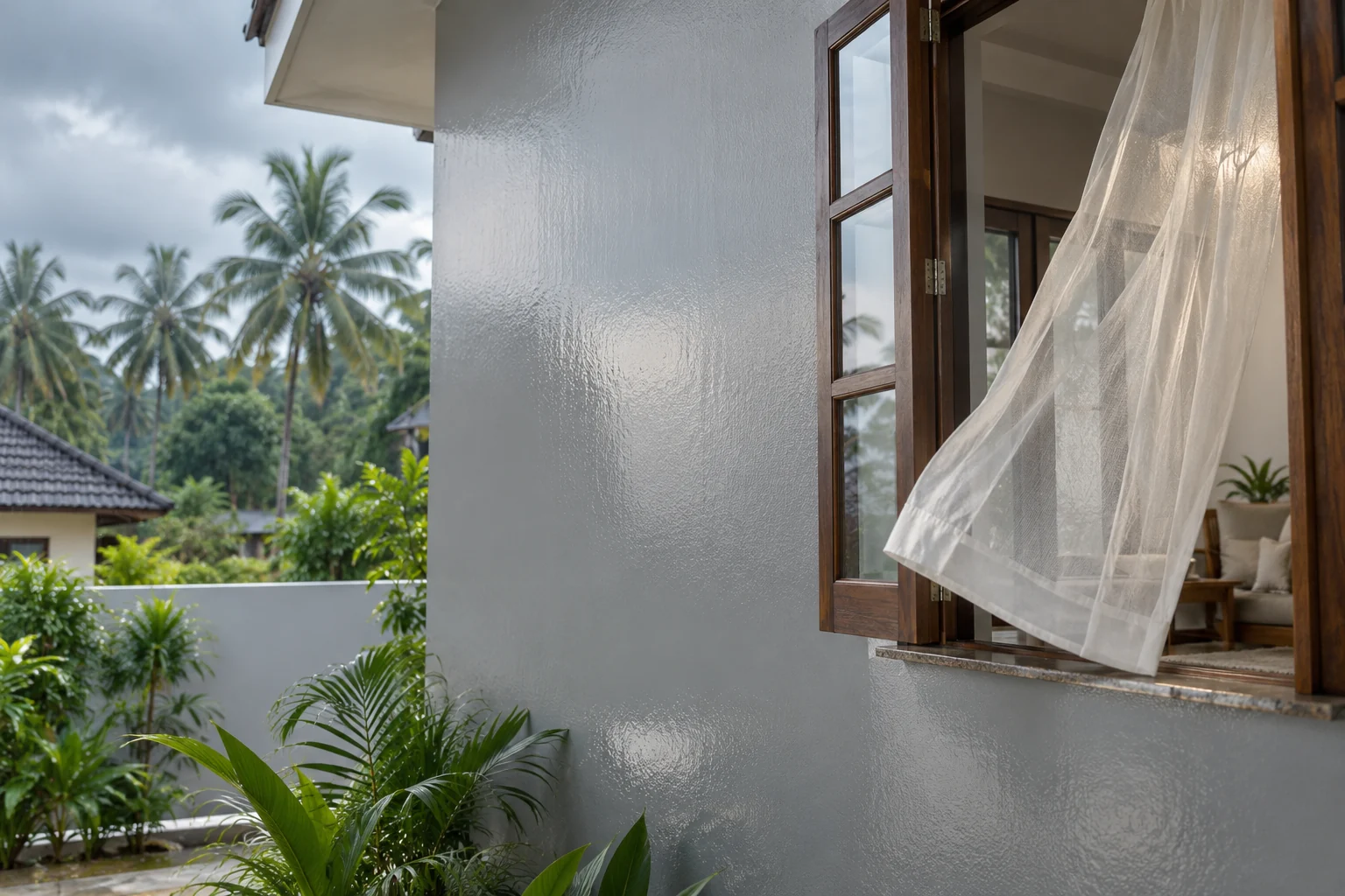Quick drying — a grey gloss wall finished and back in use