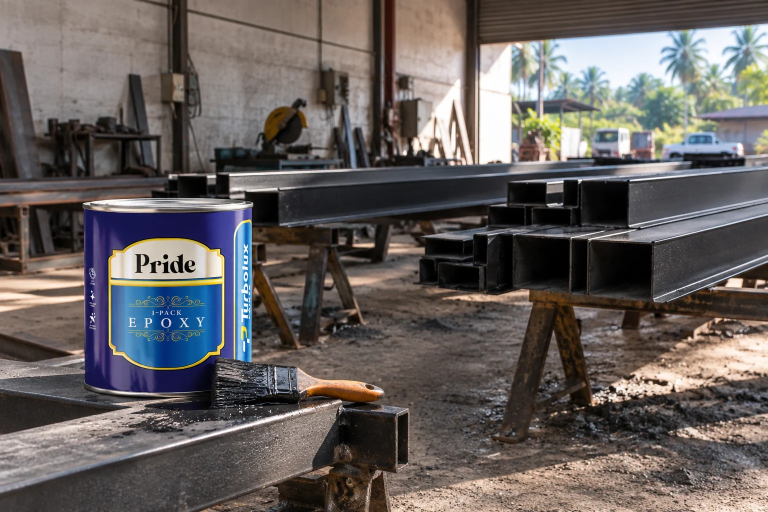Pride on the fabrication floor &mdash; freshly primed structural steel stacked before assembly