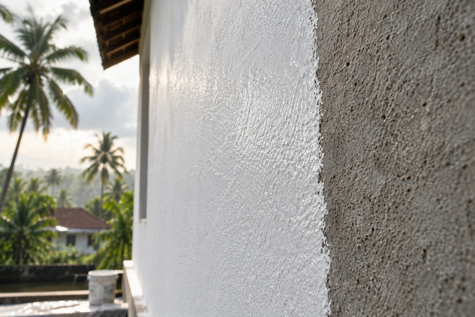 Ceramic Technology — a smooth, sealed white primer film on a rendered veranda wall