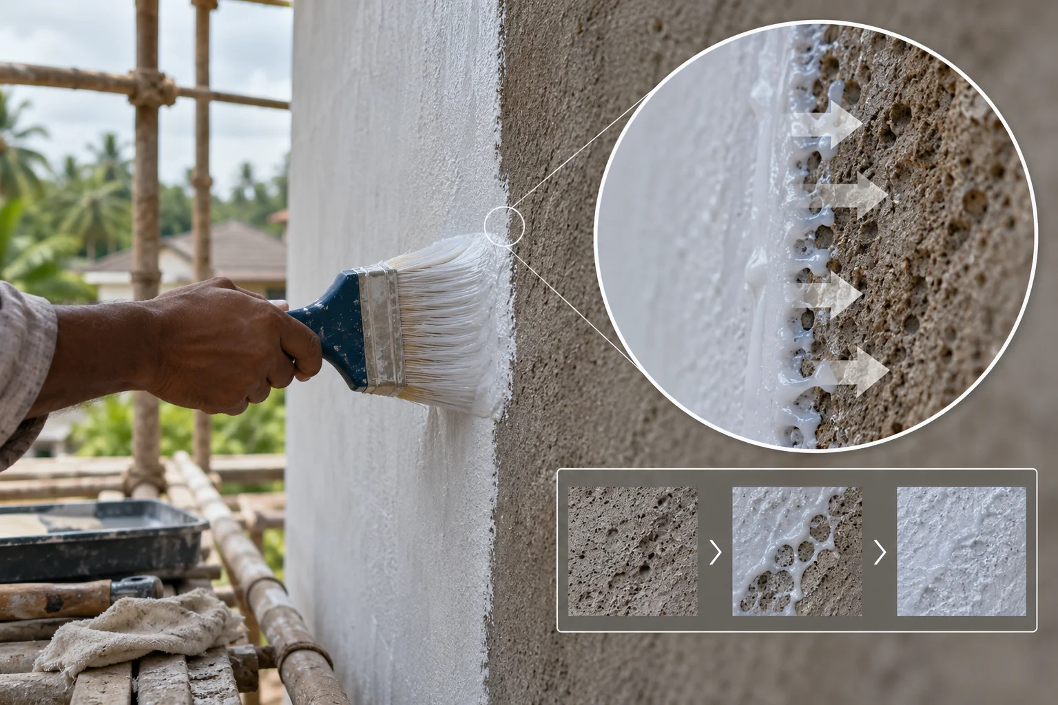 Superior adhesion — the primer keying into bare plaster
