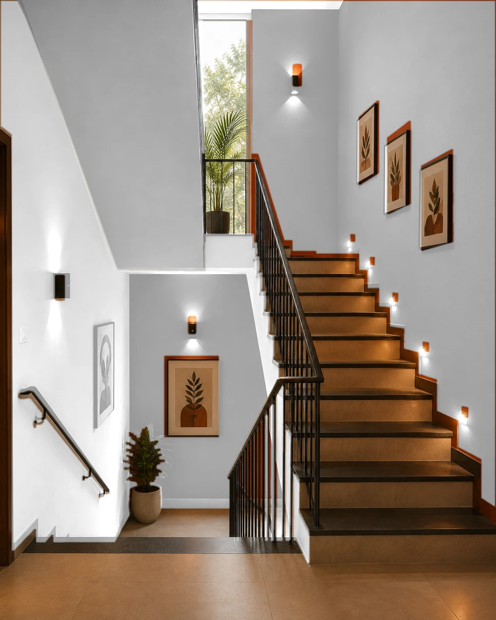 Stairwell painted in Agumbe Dawn