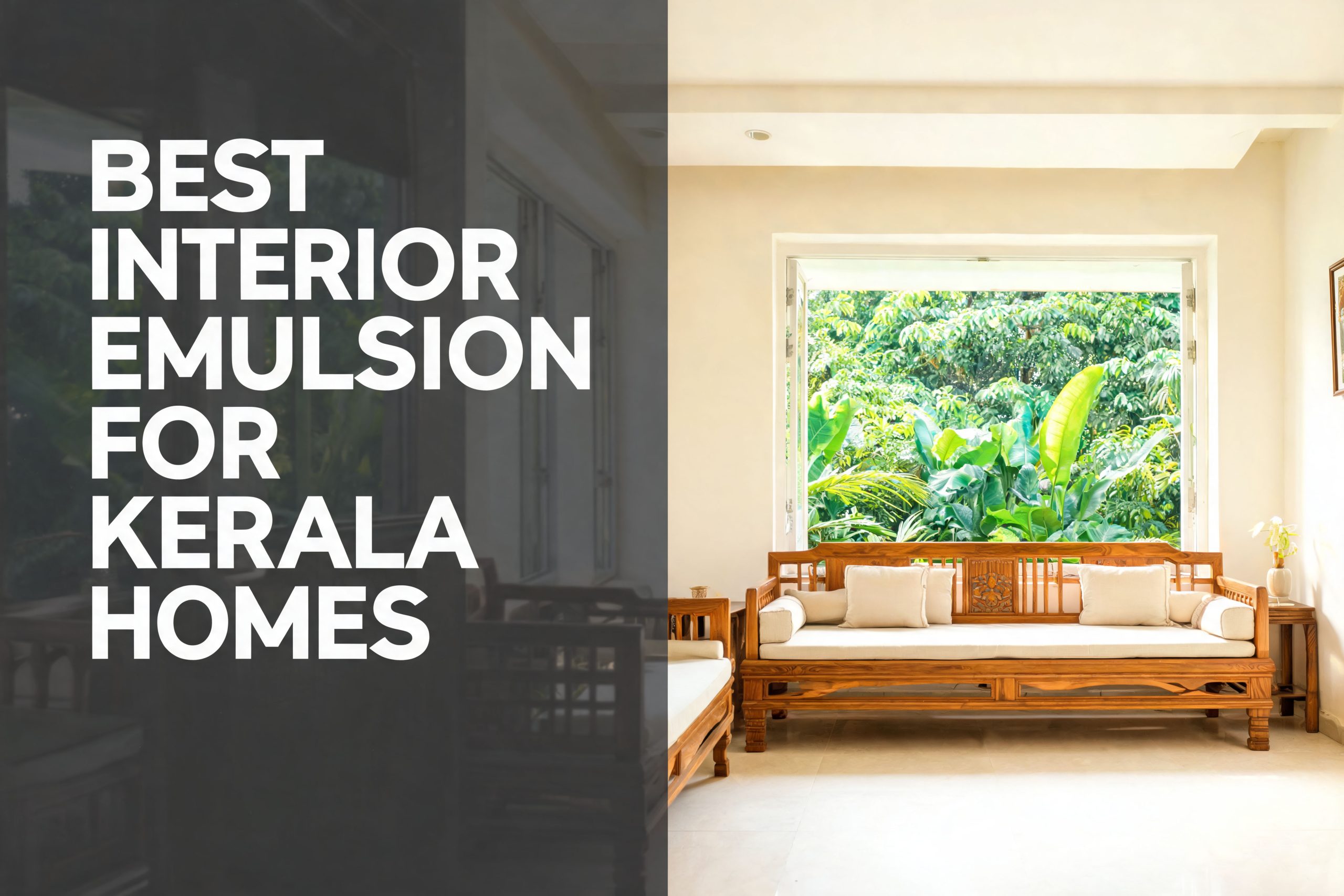 Smooth painted interior wall in a bright Kerala home living room