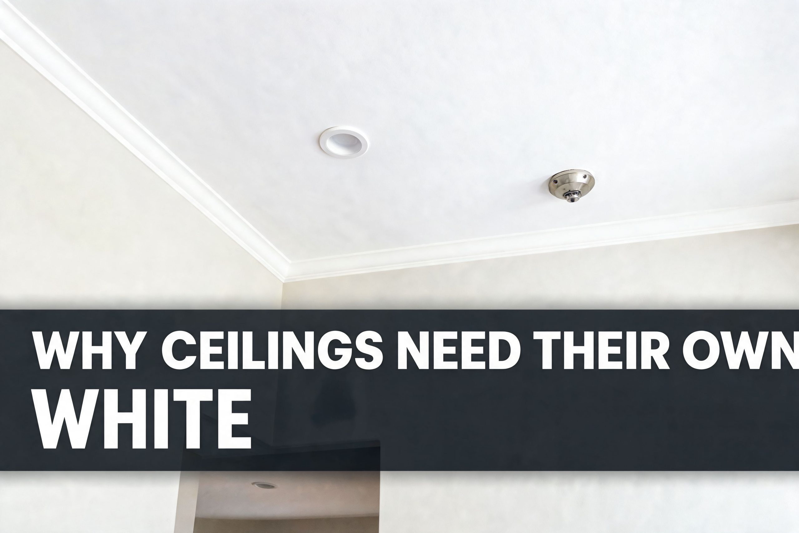 Freshly painted bright white ceiling in a Kerala home interior