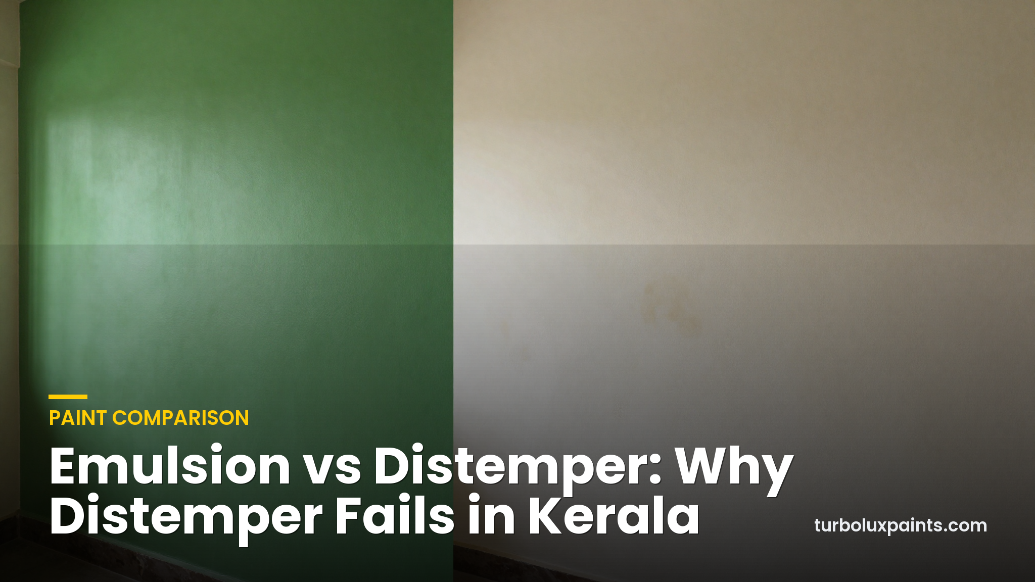 Comparison of a smooth emulsion wall and a dull chalky distemper wall in an Indian home