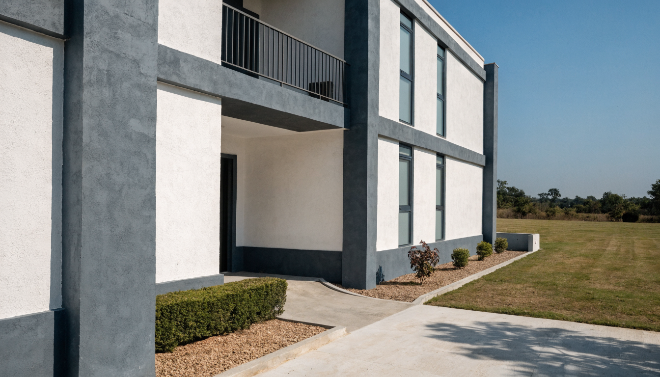 Two-tone white and grey house exterior